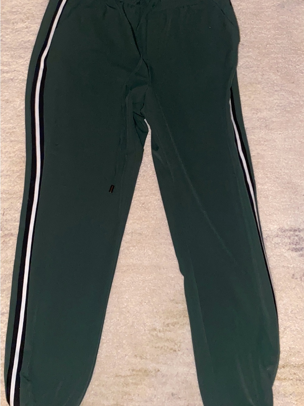 Zara Dark Green Track Joggers with Black & White Side Stripes